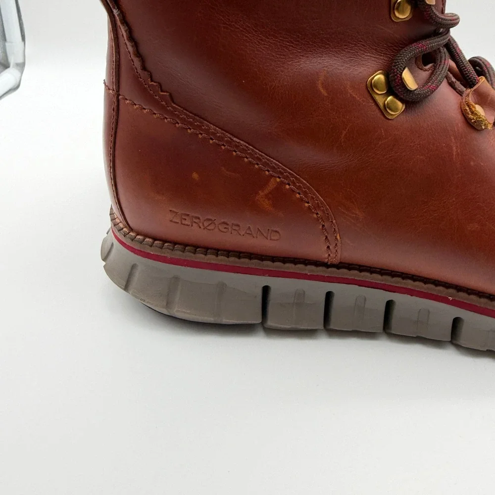 Cole Haan Boots Mens 12M Brown Zerogrand Hiker Leather C33471 Waterproof Style
